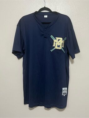Milwaukee Brewers T-Shirt Henley Style Mesh Size XL MLB Baseball Vintage Y2K